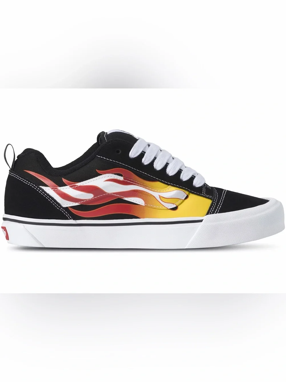 Vans Black Low-Top men’s Sneakers with Red and Yellow Flame Graphic VN000EE6Y09